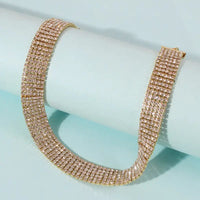 Rhinestone Necklace with Clavicle Chain - Exquisite Alloy Design, Geometric Sparkle snake - label