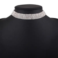 Rhinestone Necklace with Clavicle Chain - Exquisite Alloy Design, Geometric Sparkle snake - label