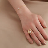 Ring Pearl Ring with High - Quality Alloy snake - label