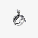 Ring Wrapping Snake Titanium Steel Ring - Unique Double Head Design snake - label