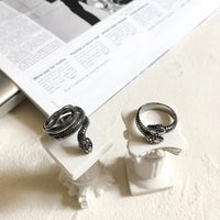 Ring Wrapping Snake Titanium Steel Ring - Unique Double Head Design - snake - label