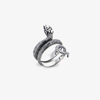 Ring Wrapping Snake Titanium Steel Ring - Unique Double Head Design - snake - label