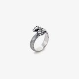 Ring Wrapping Snake Titanium Steel Ring - Unique Double Head Design - snake - label