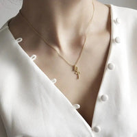 Rose Gold Geometric Necklace with Rose Flower Pendant - 925 Silver snake - label