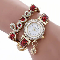 Sequin Bracelet Watch with Sparkling Sequin Bracelet & Faux Leather Strap snake - label