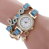 Sequin Bracelet Watch with Sparkling Sequin Bracelet & Faux Leather Strap snake - label