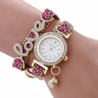 Sequin Bracelet Watch with Sparkling Sequin Bracelet & Faux Leather Strap snake - label