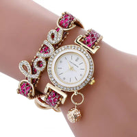 Sequin Bracelet Watch with Sparkling Sequin Bracelet & Faux Leather Strap snake - label