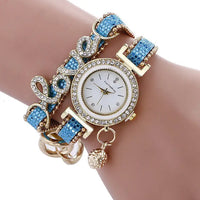 Sequin Bracelet Watch with Sparkling Sequin Bracelet & Faux Leather Strap - snake - label