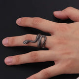 Serpentine Alloy Snake - shaped Punk Ring in 3 Colors, Unisex Style snake - label