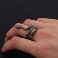 Serpentine Alloy Snake - shaped Punk Ring in 3 Colors, Unisex Style snake - label