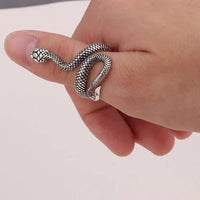 Serpentine Alloy Snake - shaped Punk Ring in 3 Colors, Unisex Style snake - label