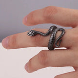 Serpentine Alloy Snake - shaped Punk Ring in 3 Colors, Unisex Style snake - label