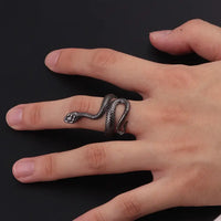 Serpentine Alloy Snake - shaped Punk Ring in 3 Colors, Unisex Style - snake - label