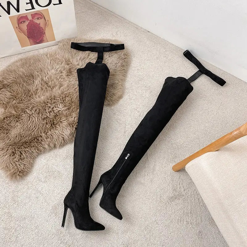 Sexy Over - The - Knee Snake Print Boots All - In - One Pants Boots Women snake - label