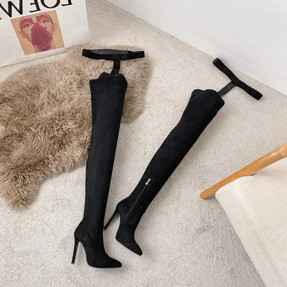 Sexy Over - The - Knee Snake Print Boots All - In - One Pants Boots Women snake - label
