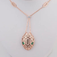 Short Snake Pendant with Gem Inlays and Adjustable Length in 3 Colors snake - label