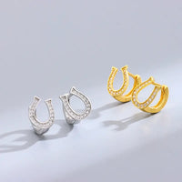 Silver Diamond Earrings with U - Shaped Design & Intricate Diamond Detail - snake - label