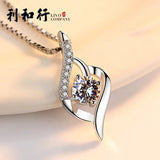 Silver fashion necklace with Crystal Pendant - 925 Silver, 40CM Length snake - label