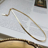 Simple Flat Snake Necklace with Adjustable Length - Genuine Silver Chain - 37+7cm Size snake - label