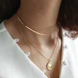 Simple Flat Snake Necklace with Adjustable Length - Genuine Silver Chain - 37+7cm Size snake - label