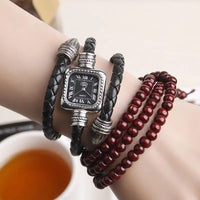 Sleek Serpent Style: Snake Bracelet Quartz Watch with Leather Strap snake - label