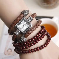 Sleek Serpent Style: Snake Bracelet Quartz Watch with Leather Strap snake - label