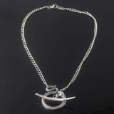 Sleek Silver Snake Collar Pendant with Gold - Plated Details snake - label