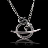 Sleek Silver Snake Collar Pendant with Gold - Plated Details snake - label