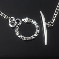 Sleek Silver Snake Collar Pendant with Gold - Plated Details snake - label