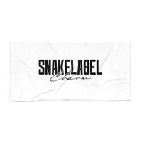 Snake Beach Towel - Luxe Polyester - Cotton Blend, Custom Size Options & Durable Cotton Loop snake - label