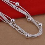 Snake Bone Bead Necklace with Heart - Shaped Pendant - 20" Sterling Silver snake - label