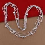 Snake Bone Bead Necklace with Heart - Shaped Pendant - 20" Sterling Silver snake - label