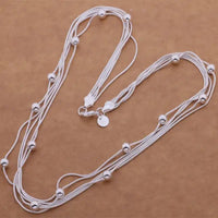 Snake Bone Bead Necklace with Heart - Shaped Pendant - 20" Sterling Silver snake - label