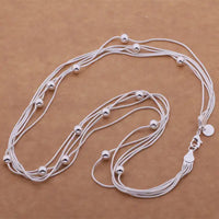 Snake Bone Bead Necklace with Heart - Shaped Pendant - 20" Sterling Silver - snake - label