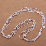 Snake Bone Bead Necklace with Heart - Shaped Pendant - 20" Sterling Silver - snake - label