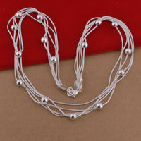 Snake Bone Bead Necklace with Heart - Shaped Pendant - 20