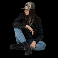 Snake Camouflage Trucker Hat with 100% Cotton Front | Adjustable Fit | Camo Print snake - label