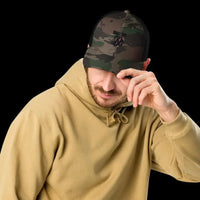 Snake Camouflage Trucker Hat with Camo Print & Adjustable Snap snake - label