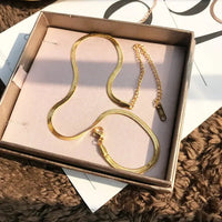 Snake Chain Necklace with Short Gold Design & Titanium Steel Material - Durable & Elegant snake - label