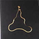 Snake Chain Necklace with Short Gold Design & Titanium Steel Material - Durable & Elegant snake - label