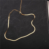 Snake Chain Necklace with Short Gold Design & Titanium Steel Material - Durable & Elegant - snake - label