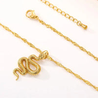 Snake Cobra Pendant with Snake Bone Chain | High - Quality Stainless Steel Jewelry snake - label