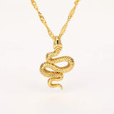 Snake Cobra Pendant with Snake Bone Chain | High - Quality Stainless Steel Jewelry snake - label