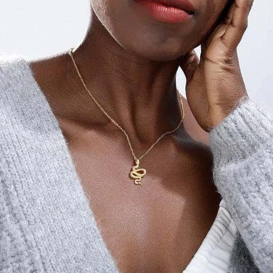 Snake Cobra Pendant with Snake Bone Chain | High - Quality Stainless Steel Jewelry snake - label