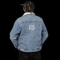 Snake Denim Sherpa Jacket with Recycled Polyester Lining - Stay Warm and Stylish in 90s - Inspired Style snake - label