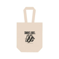 Snake Double Wine Tote Bag: 100% Cotton Canvas, Holds 2x 25oz Bottles snake - label