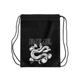 Snake Drawstring Bag with Zipper Pocket & Durable Polyester Build snake - label