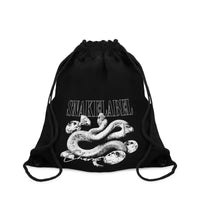 Snake Drawstring Bag with Zipper Pocket & Durable Polyester Build snake - label