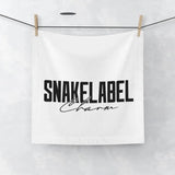 Snake Face Towel - 13" x 13" Soft Cotton Blend Face and Hand Towel snake - label